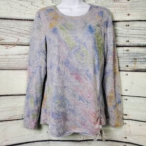 Christopher & Banks Women’s Pastel Print Knit Sweater Long Sleeve Medium